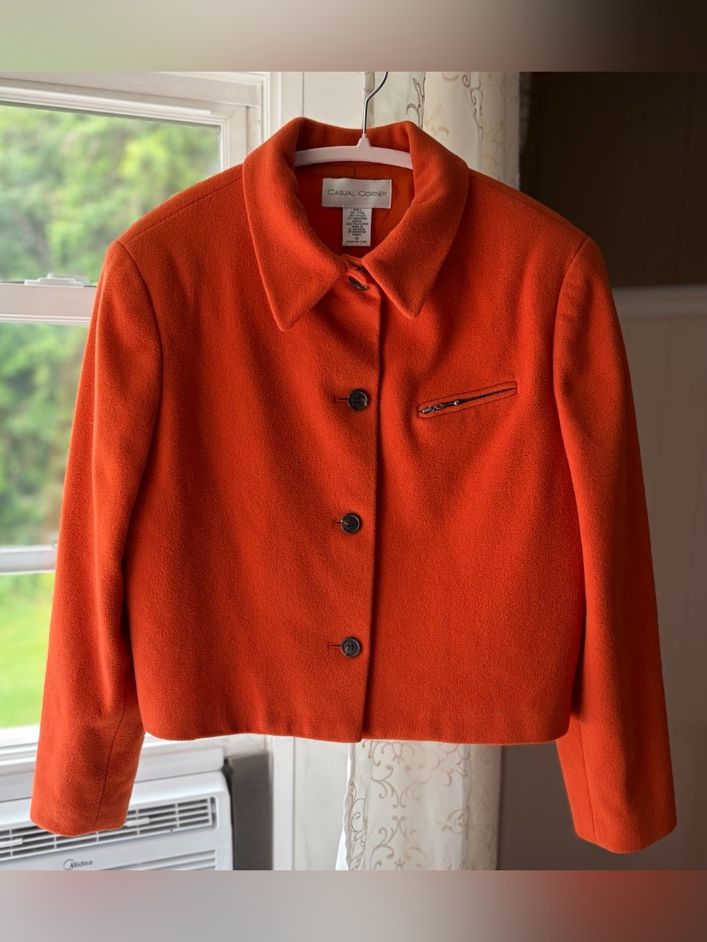 Casual Corner Vintage Y2K Boxy Burnt Orange Cropped Wool Jacket Quiet Lux Sz 10